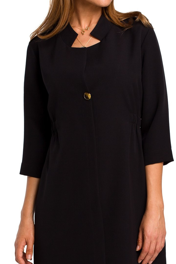 Elegancka sukienka żakietowa rozpinana z gumką z tyłu XXL czarna S189 Elegancka sukienka żakietowa rozpinana z gumką z tyłu XXL czarna S189