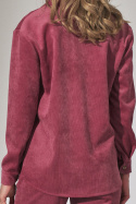 Klasyczna koszula damska sztruksowa z kołnierzykiem różowa M747
