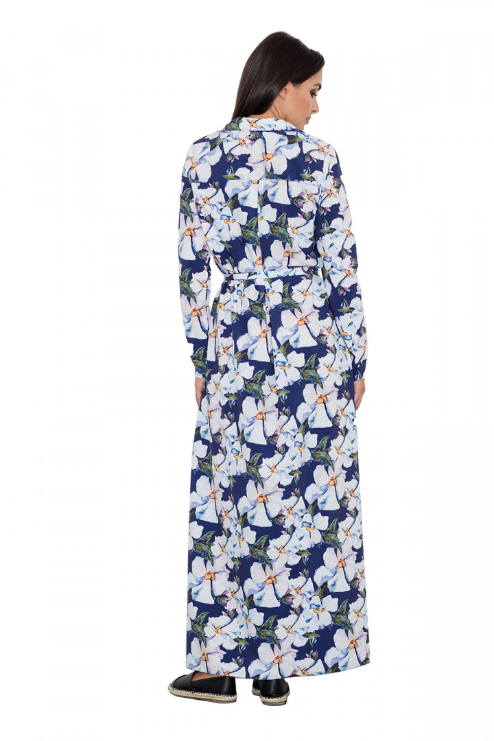 Letnia sukienka maxi w kwiaty z rozcięciami i wiązaniem wzór 71 M567 Letnia sukienka maxi w kwiaty z rozcięciami i wiązaniem wzór 71 M567
