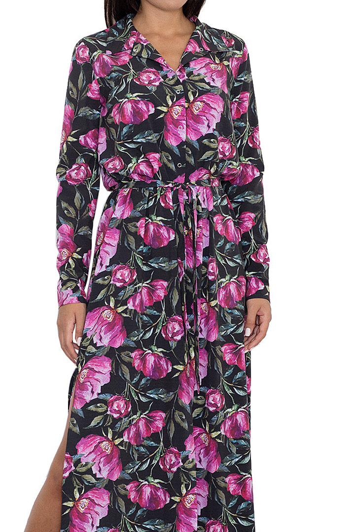 Letnia sukienka maxi w kwiaty z rozcięciami i wiązaniem wzór 72 M567 Letnia sukienka maxi w kwiaty z rozcięciami i wiązaniem wzór 72 M567