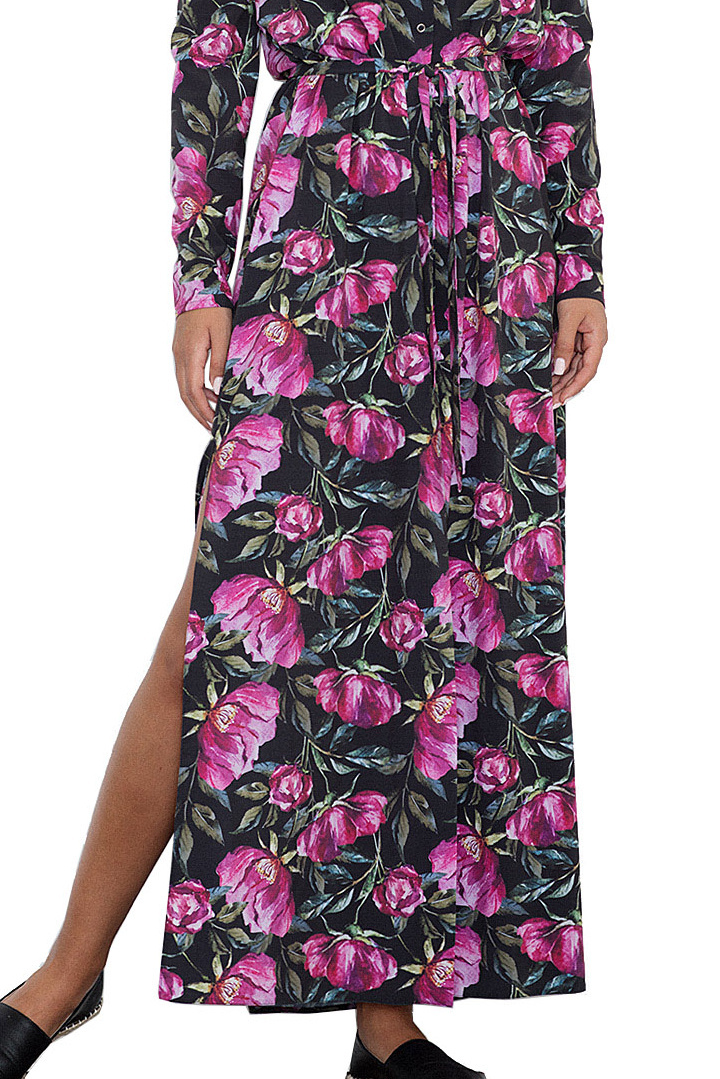 Letnia sukienka maxi w kwiaty z rozcięciami i wiązaniem wzór 72 M567 Letnia sukienka maxi w kwiaty z rozcięciami i wiązaniem wzór 72 M567