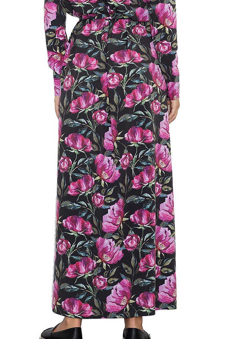 Letnia sukienka maxi w kwiaty z rozcięciami i wiązaniem wzór 72 M567 Letnia sukienka maxi w kwiaty z rozcięciami i wiązaniem wzór 72 M567