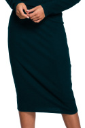 Sukienka mid z wiskozy z drapowanym dekoltem długi rękaw zielona L/XL S251
