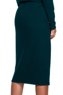 Sukienka mid z wiskozy z drapowanym dekoltem długi rękaw zielona L/XL S251