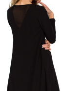 Sukienka rozkloszowana trapezowa midi z długim rękawem czarna XXL S137