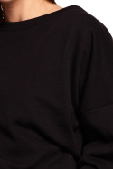 Bluza damska oversize z głębokim dekoltem na plecach czarna B185