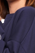 Bluza damska oversize z głębokim dekoltem na plecach niebieska B185
