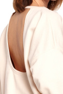 Bluza damska oversize z głębokim dekoltem na plecach waniliowa B185