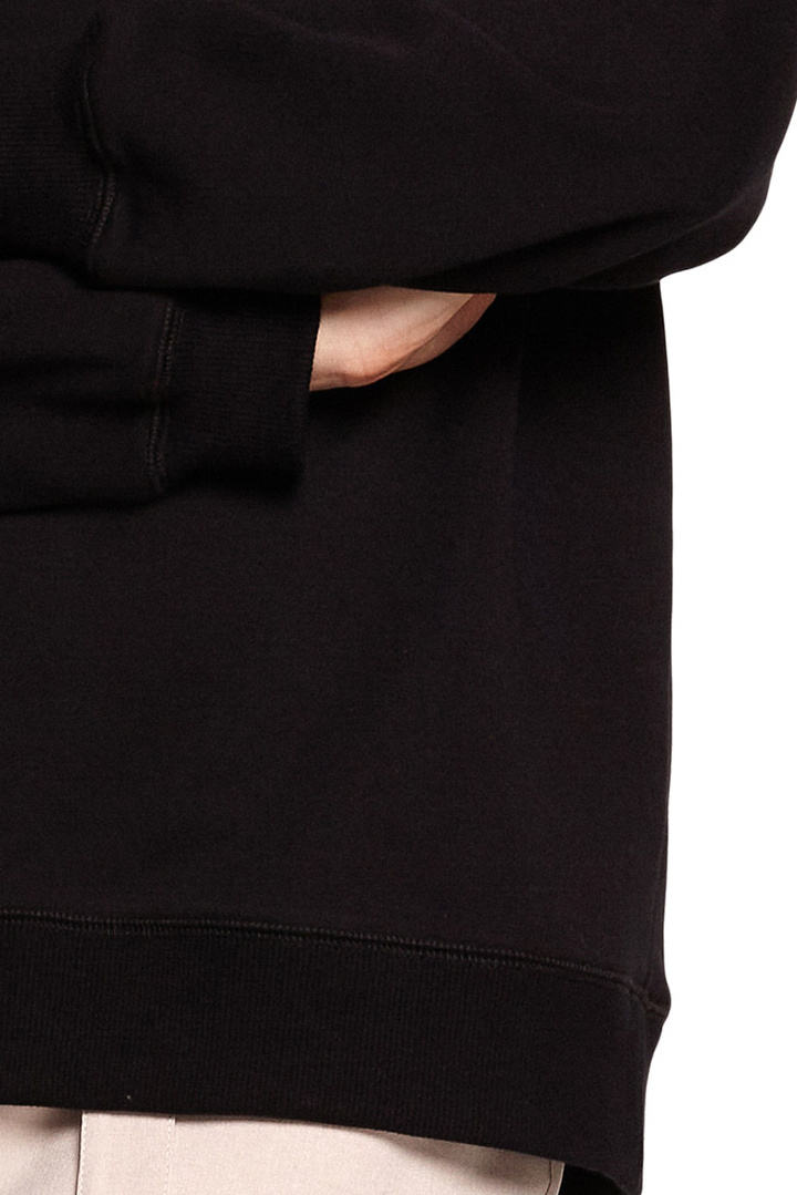 Bluza damska prosta bawełniana z kapturem i dekoltem czarna B189 Bluza damska prosta bawełniana z kapturem i dekoltem czarna B189