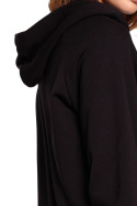 Bluza damska prosta bawełniana z kapturem i dekoltem czarna B189