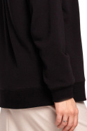 Bluza damska prosta bawełniana z kapturem i dekoltem czarna B189