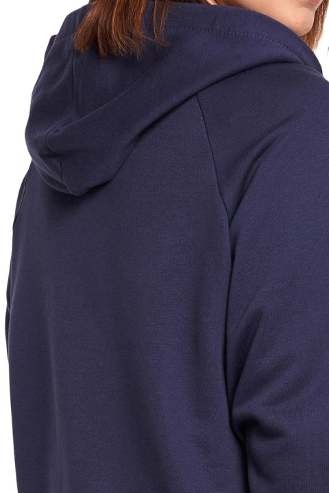 Bluza damska prosta bawełniana z kapturem i dekoltem niebieska B189 Bluza damska prosta bawełniana z kapturem i dekoltem niebieska B189