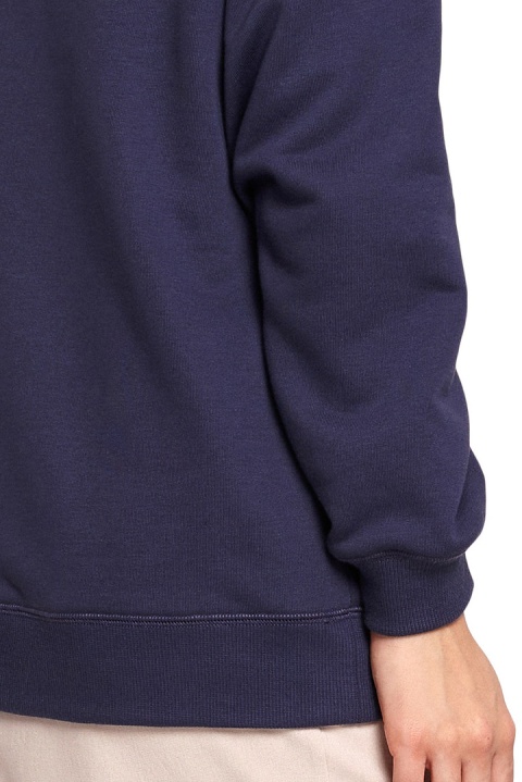 Bluza damska prosta bawełniana z kapturem i dekoltem niebieska B189 Bluza damska prosta bawełniana z kapturem i dekoltem niebieska B189