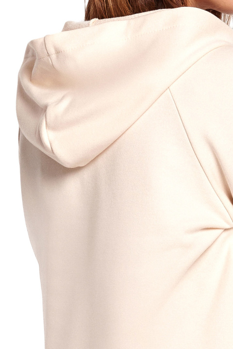 Bluza damska prosta bawełniana z kapturem i dekoltem waniliowa B189 Bluza damska prosta bawełniana z kapturem i dekoltem waniliowa B189