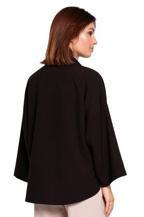 Koszula damska luźna oversize z szerokimi rękawami 7/8 czarna B191 Koszula damska luźna oversize z szerokimi rękawami 7/8 czarna B191