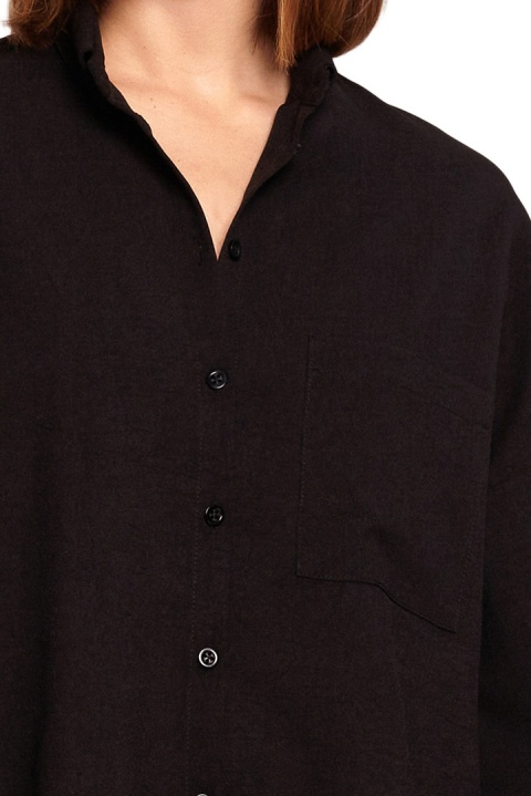 Koszula damska luźna oversize z szerokimi rękawami 7/8 czarna B191 Koszula damska luźna oversize z szerokimi rękawami 7/8 czarna B191