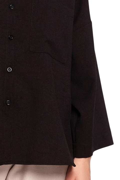 Koszula damska luźna oversize z szerokimi rękawami 7/8 czarna B191 Koszula damska luźna oversize z szerokimi rękawami 7/8 czarna B191