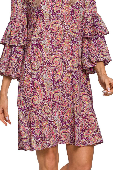 Luźna sukienka midi lejąca z szerokimi rękawami wzór paisley 2 me575 Luźna sukienka midi lejąca z szerokimi rękawami wzór paisley 2 me575