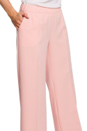 Spodnie damskie na kant z gumką w pasie szerokie nogawki różowe me570