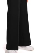 Spodnie damskie na kant z gumką w pasie szerokie nogawki czarne me570