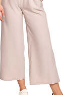 Spodnie damskie z szerokimi nogawkami 7/8 gumka w pasie beżowe B188