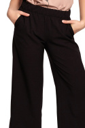 Spodnie damskie z szerokimi nogawkami 7/8 gumka w pasie czarne B188