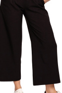 Spodnie damskie z szerokimi nogawkami 7/8 gumka w pasie czarne B188