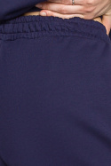Spodenki damskie szorty dresowe bawełniane z haftem niebieskie B186