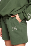 Spodenki damskie szorty dresowe bawełniane z haftem zielone B186