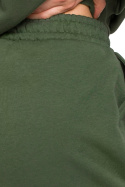 Spodenki damskie szorty dresowe bawełniane z haftem zielone B186