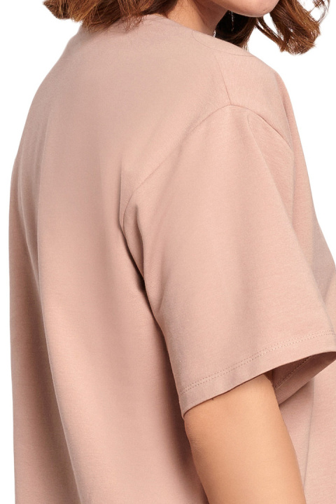 Bawełniana koszulka damska t-shirt z kwiatkiem mocca B187 Bawełniana koszulka damska t-shirt z kwiatkiem mocca B187