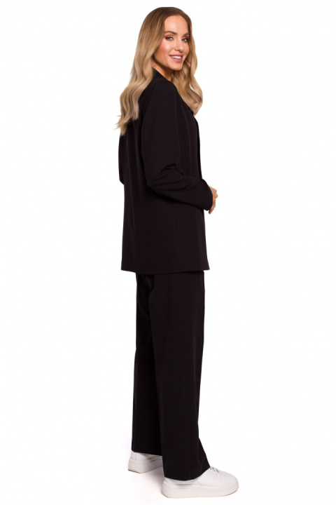 Żakiet damski boyfriend oversize bez zapięcia z wiskozą czarny me569 Żakiet damski boyfriend oversize bez zapięcia z wiskozą czarny me569