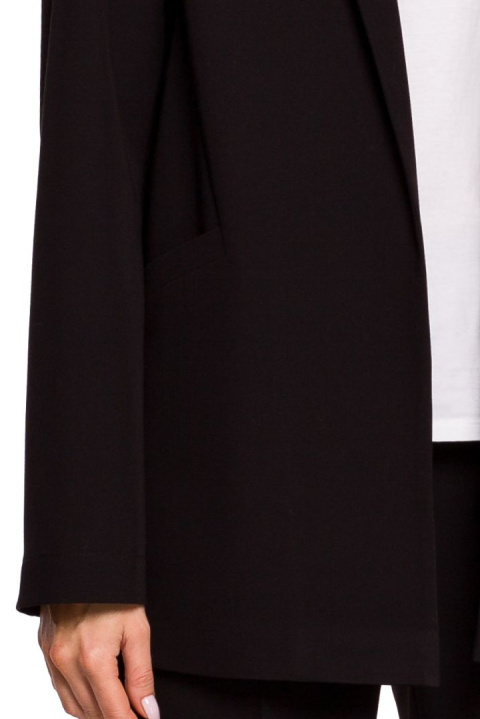Żakiet damski boyfriend oversize bez zapięcia z wiskozą czarny me569 Żakiet damski boyfriend oversize bez zapięcia z wiskozą czarny me569