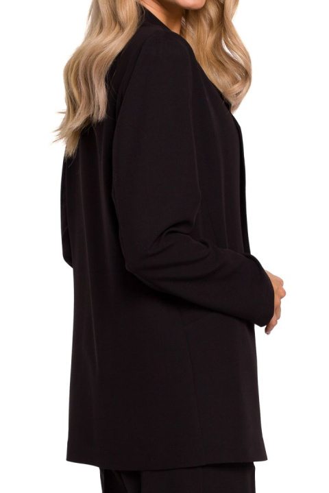 Żakiet damski boyfriend oversize bez zapięcia z wiskozą czarny me569 Żakiet damski boyfriend oversize bez zapięcia z wiskozą czarny me569