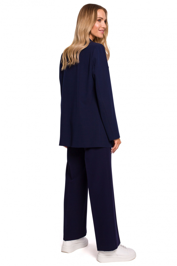 Żakiet damski boyfriend oversize bez zapięcia z wiskozą granatowy me569 Żakiet damski boyfriend oversize bez zapięcia z wiskozą granatowy me569