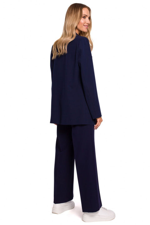 Żakiet damski boyfriend oversize bez zapięcia z wiskozą granatowy me569 Żakiet damski boyfriend oversize bez zapięcia z wiskozą granatowy me569