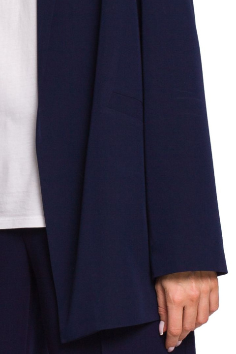 Żakiet damski boyfriend oversize bez zapięcia z wiskozą granatowy me569 Żakiet damski boyfriend oversize bez zapięcia z wiskozą granatowy me569