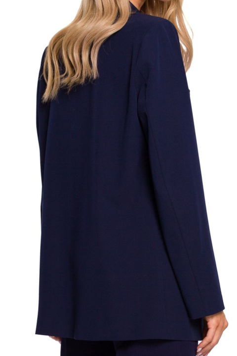 Żakiet damski boyfriend oversize bez zapięcia z wiskozą granatowy me569 Żakiet damski boyfriend oversize bez zapięcia z wiskozą granatowy me569