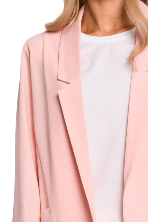 Żakiet damski boyfriend oversize bez zapięcia z wiskozą różowy me569 Żakiet damski boyfriend oversize bez zapięcia z wiskozą różowy me569