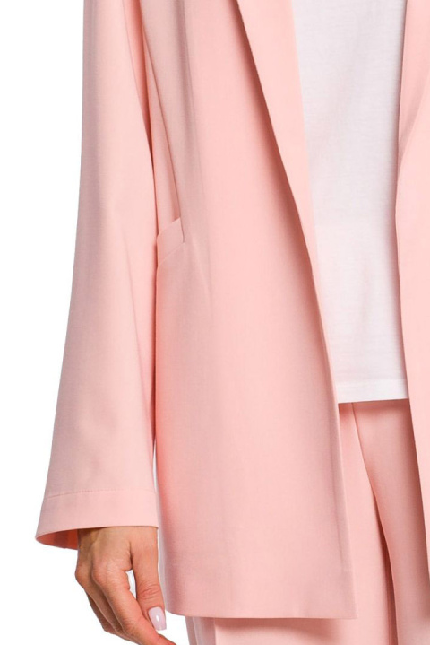 Żakiet damski boyfriend oversize bez zapięcia z wiskozą różowy me569 Żakiet damski boyfriend oversize bez zapięcia z wiskozą różowy me569