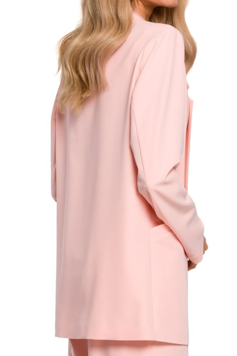 Żakiet damski boyfriend oversize bez zapięcia z wiskozą różowy me569 Żakiet damski boyfriend oversize bez zapięcia z wiskozą różowy me569