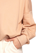 Bluza damska oversize z głębokim dekoltem na plecach beżowa B185