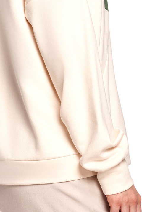 Bluza damska dwukolorowa bawełniana z plisą i mankietami zielona B196 Bluza damska dwukolorowa bawełniana z plisą i mankietami zielona B196
