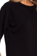 Bluza damska prosta z krótkim reglanowym rękawem czarna me584