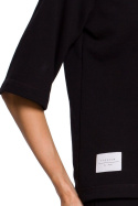 Bluza damska prosta z krótkim reglanowym rękawem czarna me584