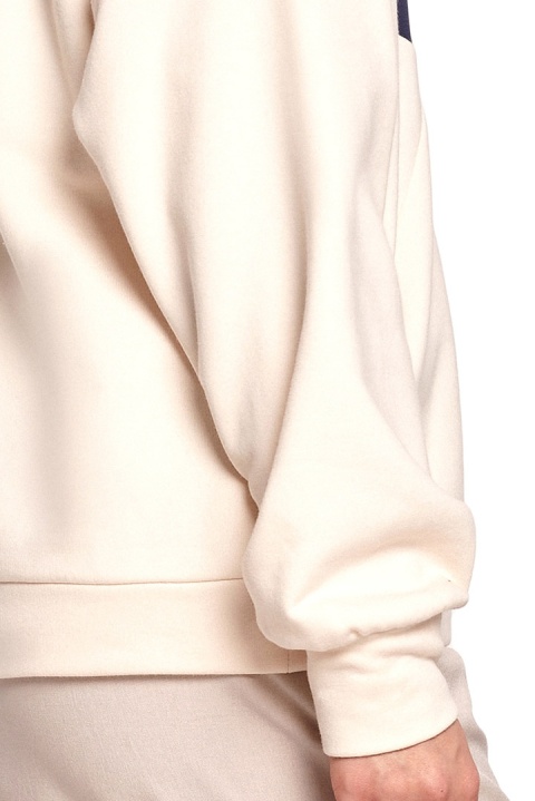 Bluza damska dwukolorowa bawełniana z plisą i mankietami niebieska B196 Bluza damska dwukolorowa bawełniana z plisą i mankietami niebieska B196