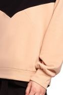 Bluza damska dwukolorowa bawełniana z plisą i mankietami czarna B196