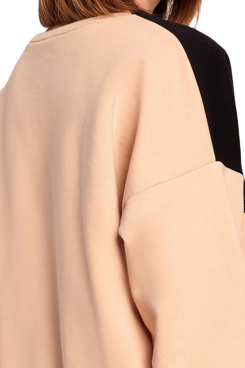 Bluza damska dwukolorowa bawełniana z plisą i mankietami czarna B196 Bluza damska dwukolorowa bawełniana z plisą i mankietami czarna B196