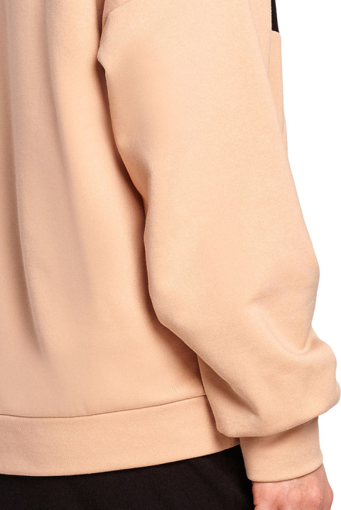 Bluza damska dwukolorowa bawełniana z plisą i mankietami czarna B196 Bluza damska dwukolorowa bawełniana z plisą i mankietami czarna B196
