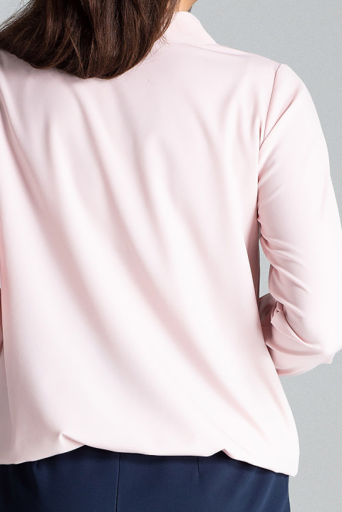Elegancka bluzka damska z długim rękawem i wiązaniem różowa L030 Elegancka bluzka damska z długim rękawem i wiązaniem różowa L030